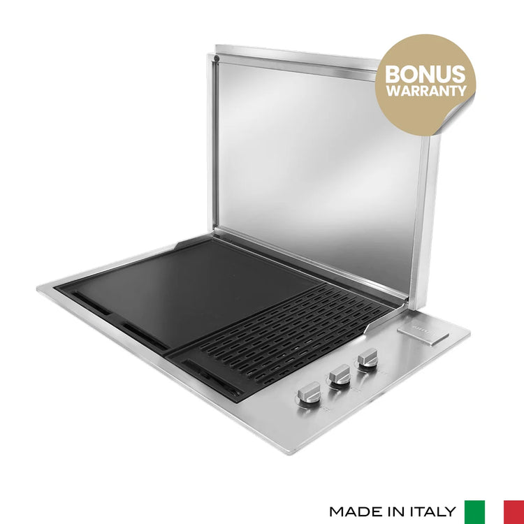 Artusi 80cm 3-Burner 316-Grade Stainless Steel Built In BBQ with Flat Lid