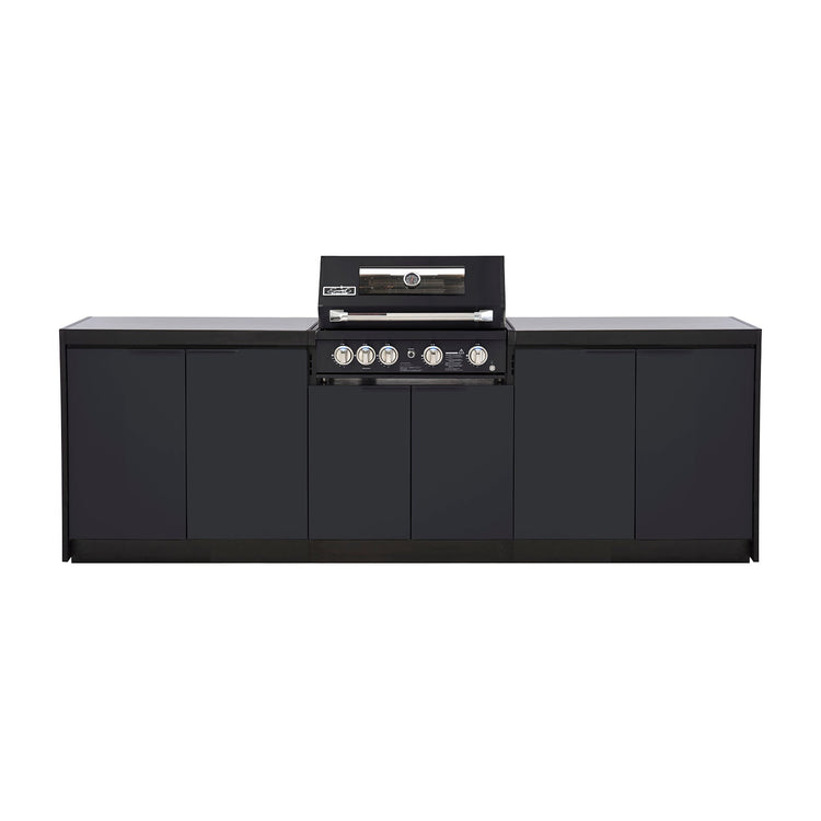 Cabinex Smart 4-Burner Black BBQ Kitchen Package with Concrete Benchtop - Large Size