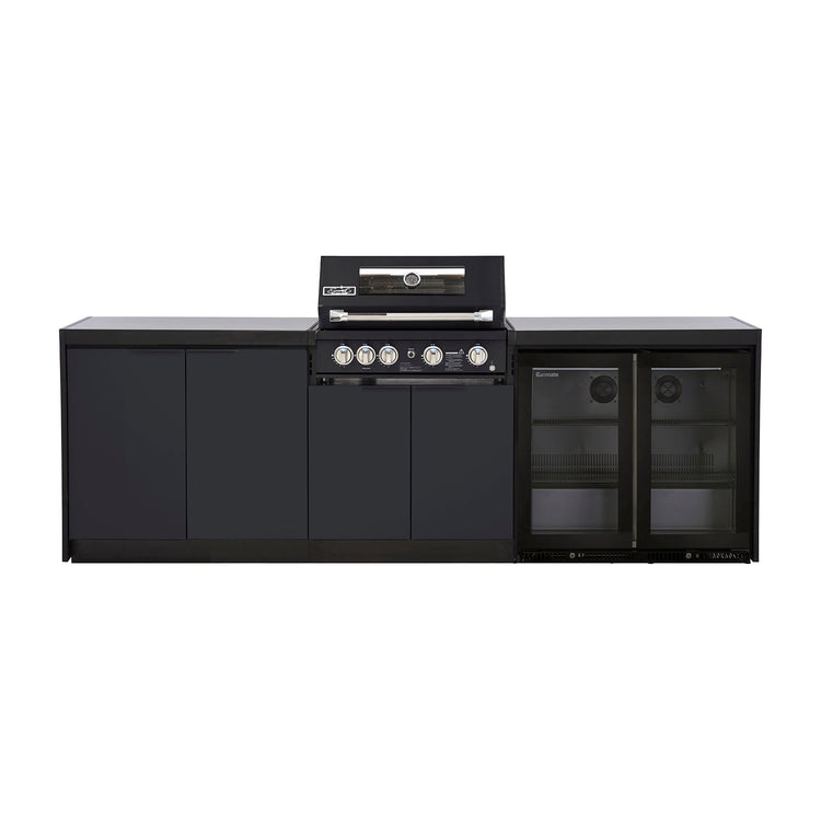 Cabinex Smart 4-Burner Black BBQ Kitchen Package with Concrete Benchtop - Large Size