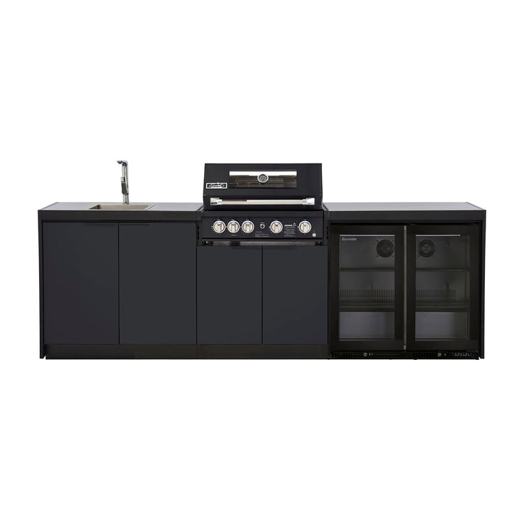 Cabinex Smart 4-Burner Black BBQ Kitchen Package with Concrete Benchtop - Large Size