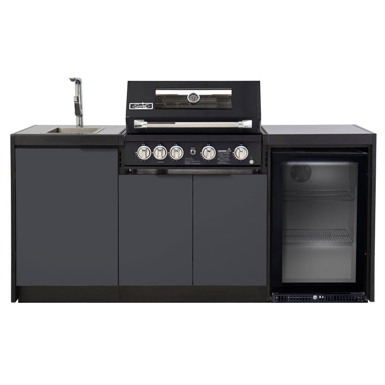 Cabinex Smart 4-Burner Black BBQ Kitchen Package with Concrete Benchtop - Small Size