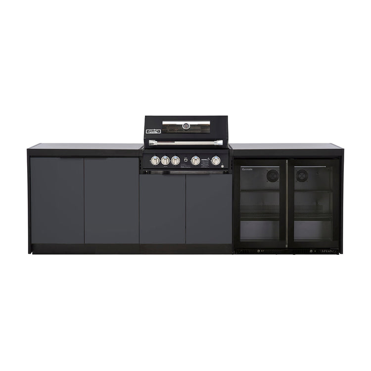Cabinex Smart 4-Burner Black BBQ Kitchen Package with Concrete Benchtop - Large Size
