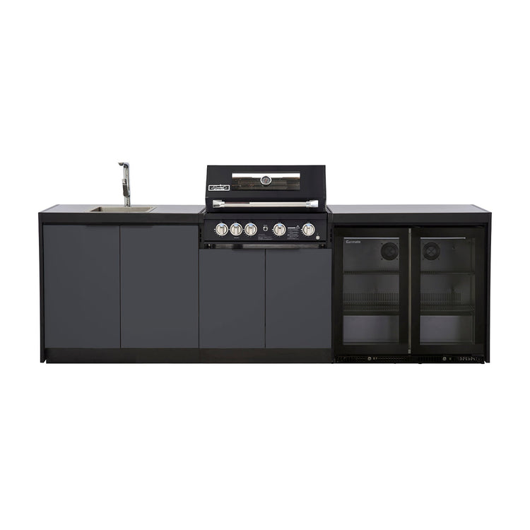 Cabinex Smart 4-Burner Black BBQ Kitchen Package with Concrete Benchtop - Large Size