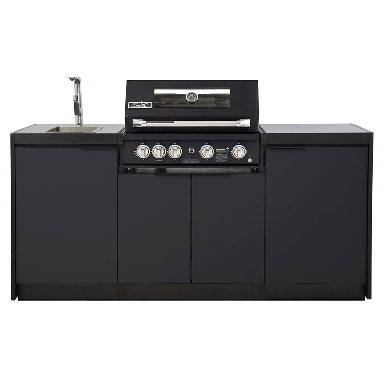 Cabinex Smart 4-Burner Black BBQ Kitchen Package with Concrete Benchtop - Small Size