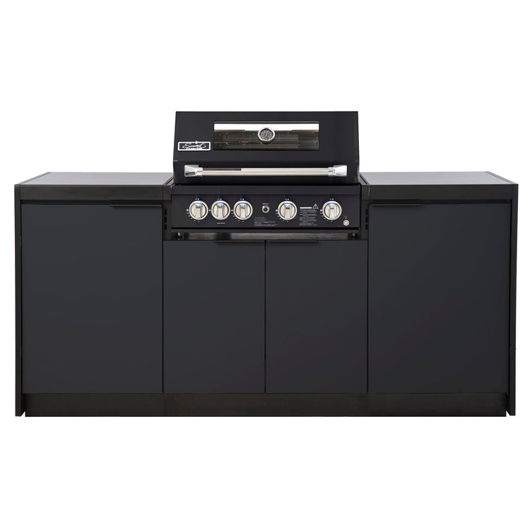 Cabinex Smart 4-Burner Black BBQ Kitchen Package with Concrete Benchtop - Small Size