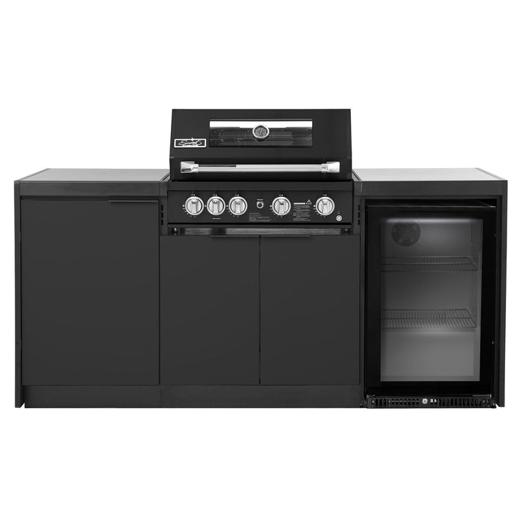 Cabinex Smart 4-Burner Black BBQ Kitchen Package with Concrete Benchtop - Small Size