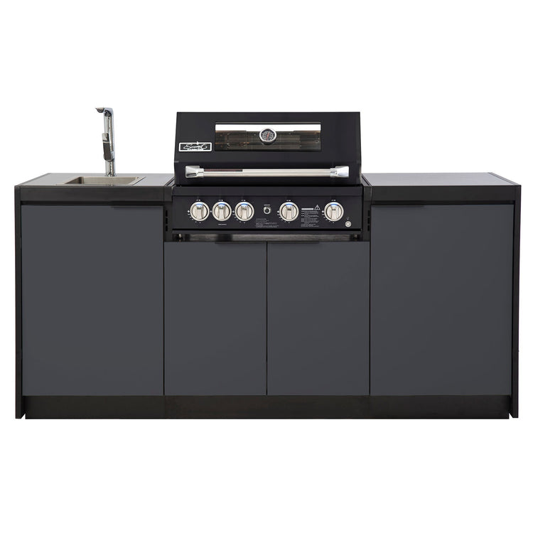 Cabinex Smart 4-Burner Black BBQ Kitchen Package with Concrete Benchtop - Small Size