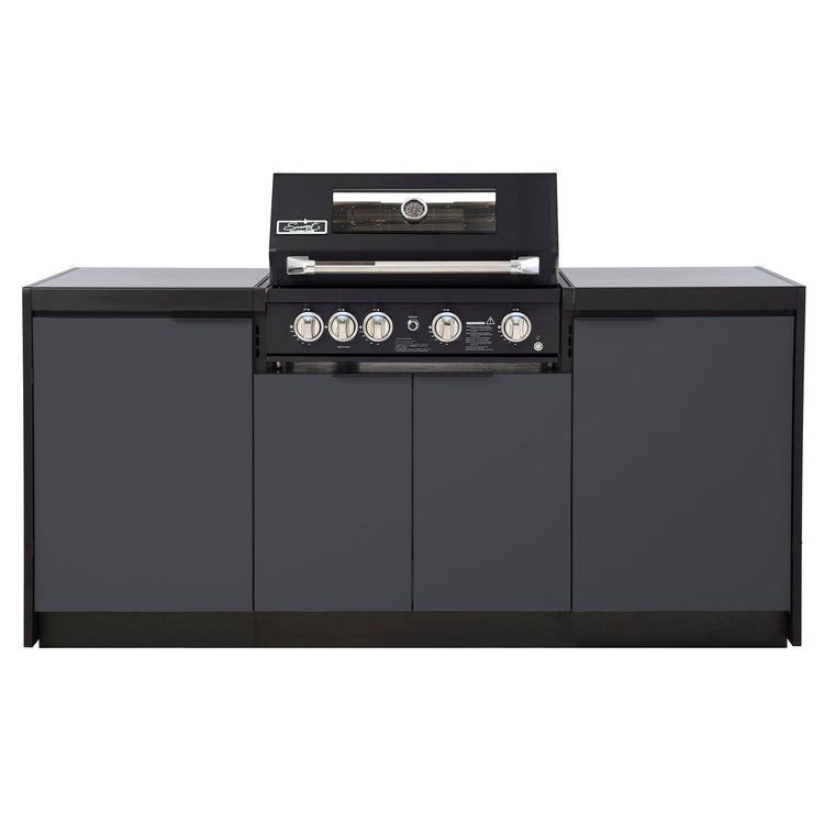 Cabinex Smart 4-Burner Black BBQ Kitchen Package with Concrete Benchtop - Small Size