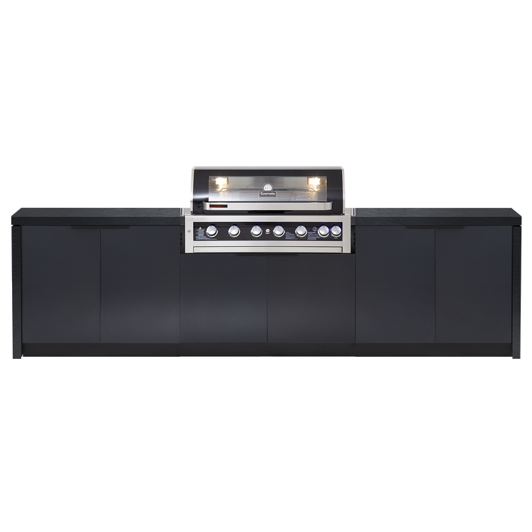 Cabinex Galaxy Black (Classic) 6 Burner Outdoor Kitchen Package with Custom Concrete Benchtop