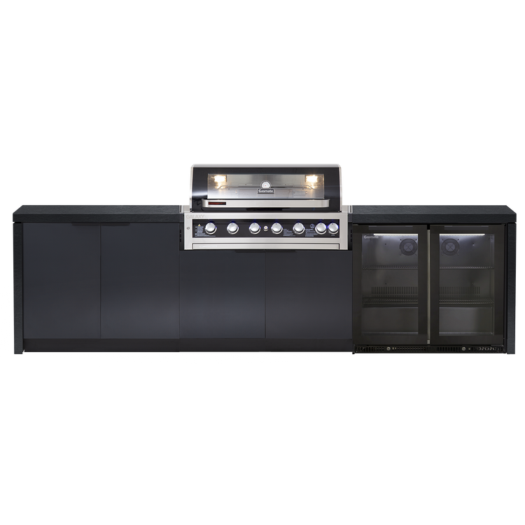 Cabinex Galaxy Black (Classic) 6 Burner Outdoor Kitchen Package with Custom Concrete Benchtop
