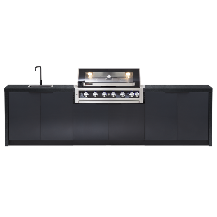 Cabinex Galaxy Black (Classic) 6 Burner Outdoor Kitchen Package with Custom Concrete Benchtop