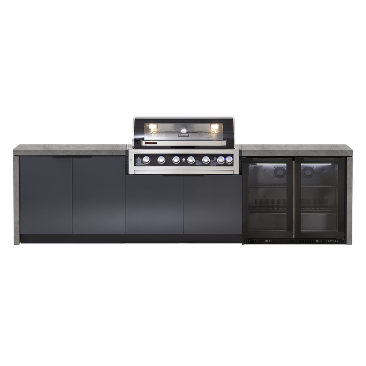 Cabinex Galaxy Black (Classic) 6 Burner Outdoor Kitchen Package with Custom Concrete Benchtop