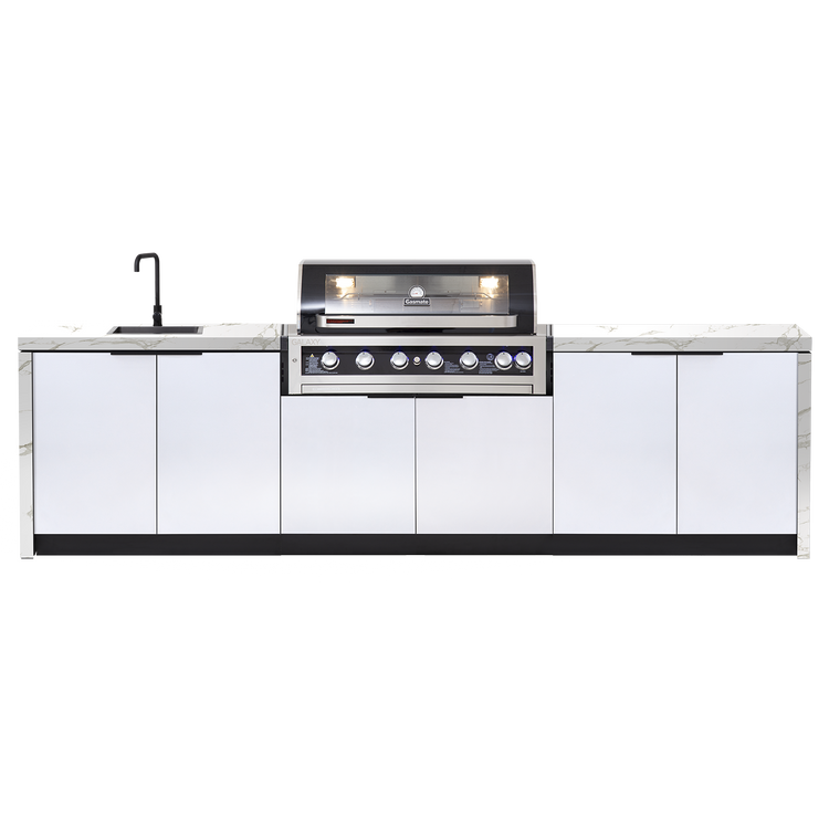 Cabinex Galaxy Black (Classic) 6 Burner Outdoor Kitchen Package with Custom Concrete Benchtop