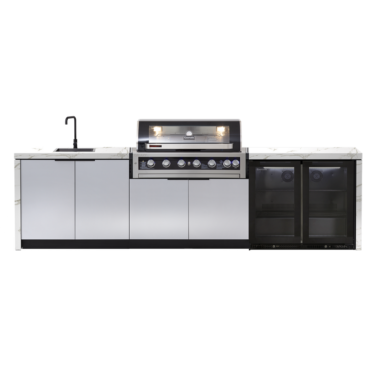 Cabinex Galaxy Black (Classic) 6 Burner Outdoor Kitchen Package with Custom Concrete Benchtop