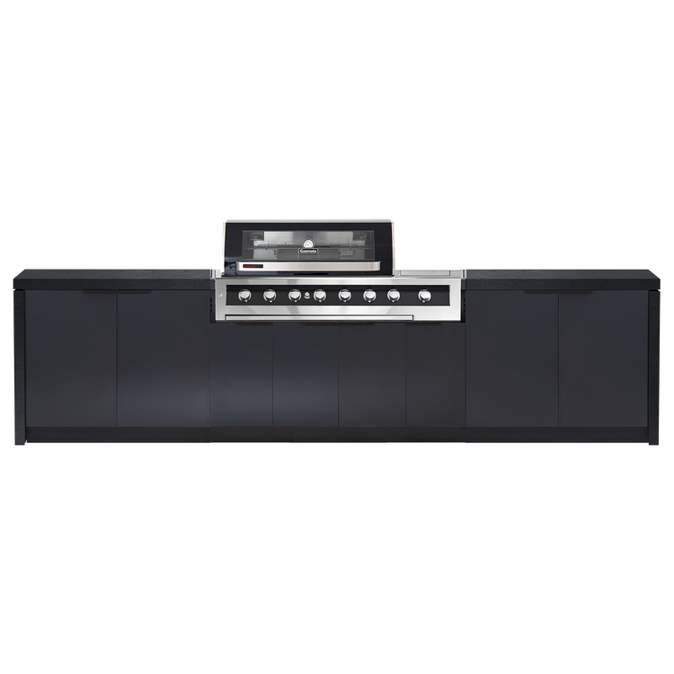 Cabinex Galaxy Black 6-Burner with Side Burner Kitchen Package with Porcelain Benchtop