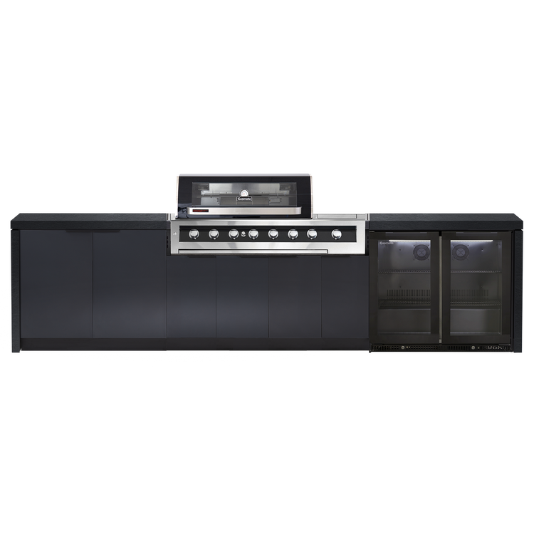 Cabinex Galaxy Black 6-Burner with Side Burner Kitchen Package with Porcelain Benchtop