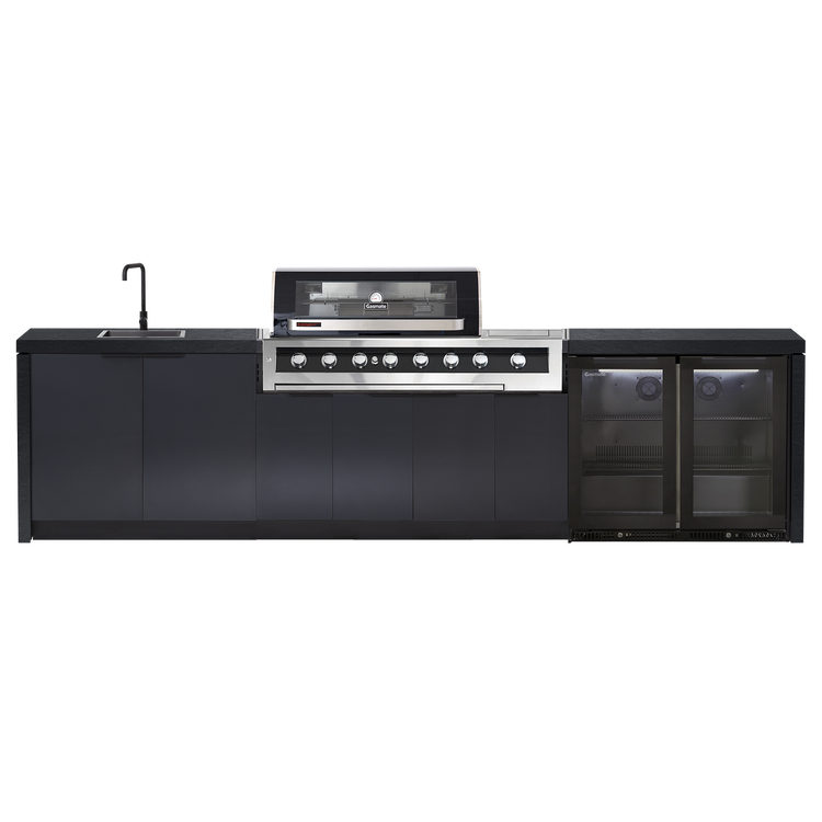 Cabinex Galaxy Black 6-Burner with Side Burner Kitchen Package with Porcelain Benchtop
