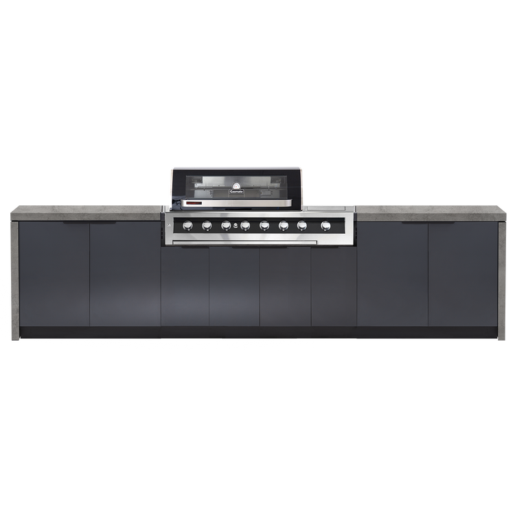 Cabinex Galaxy Black 6-Burner with Side Burner Kitchen Package with Porcelain Benchtop