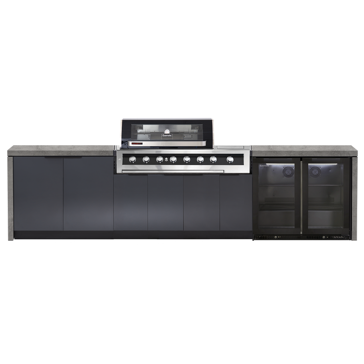 Cabinex Galaxy Black 6-Burner with Side Burner Kitchen Package with Porcelain Benchtop