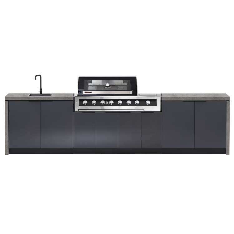 Cabinex Galaxy Black 6-Burner with Side Burner Kitchen Package with Porcelain Benchtop