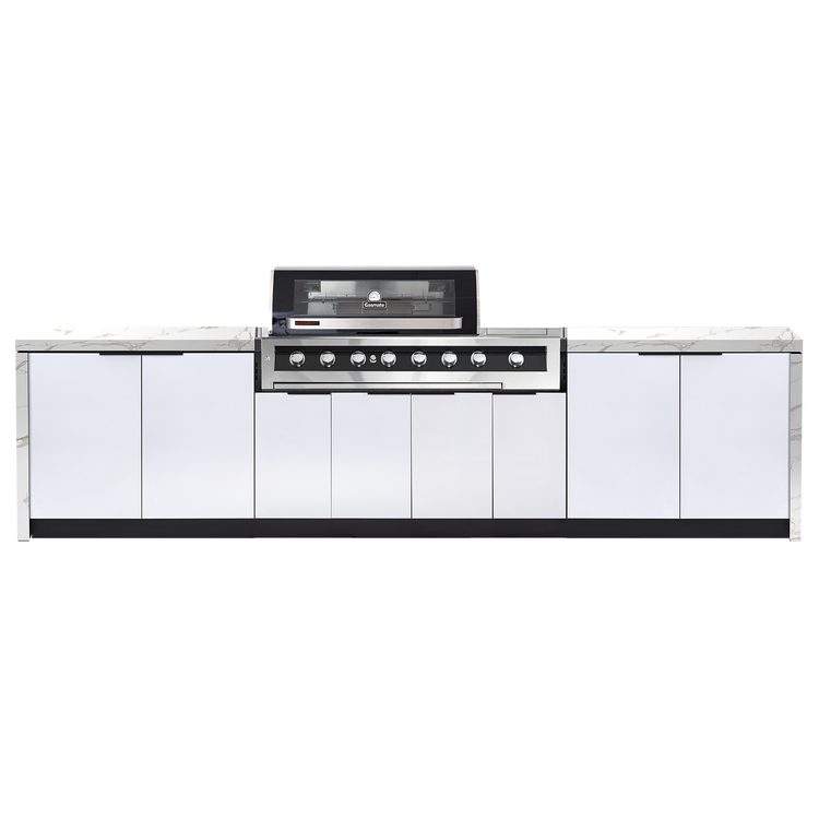 Cabinex Galaxy Black 6-Burner with Side Burner Kitchen Package with Porcelain Benchtop