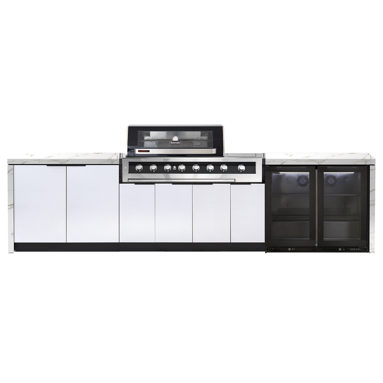 Cabinex Galaxy Black 6-Burner with Side Burner Kitchen Package with Porcelain Benchtop