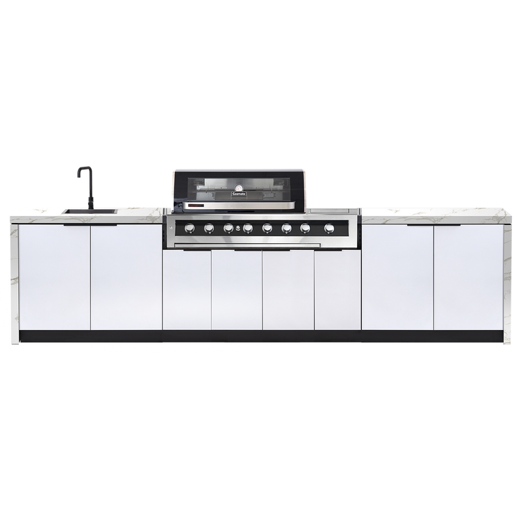 Cabinex Galaxy Black 6-Burner with Side Burner Kitchen Package with Porcelain Benchtop