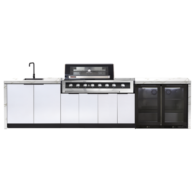 Cabinex Galaxy Black 6-Burner with Side Burner Kitchen Package with Porcelain Benchtop