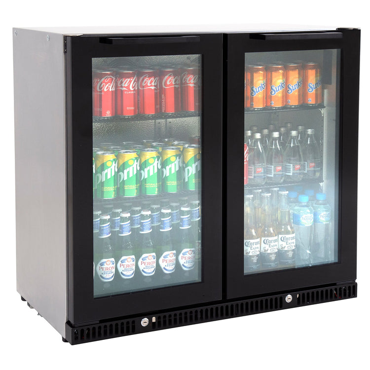 Gasmate Premium 2-Door 187L Glass Door Bar Fridge with Aluminium Interior