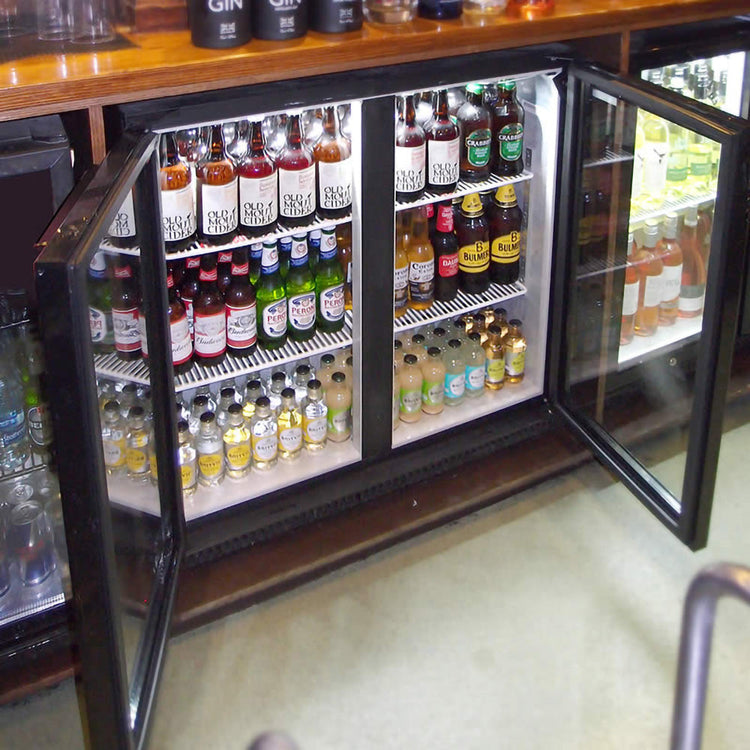 Husky 2-Door 190L Black Glass Door Alfresco Bar Fridge