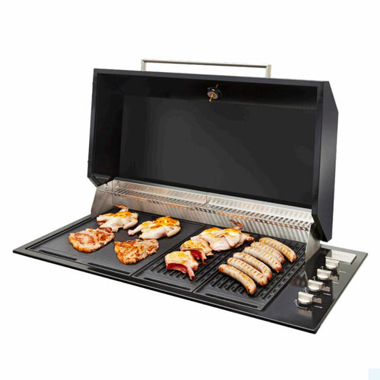 Artusi Gloss Black 4 Burner Built-in BBQ with Roasting Hood