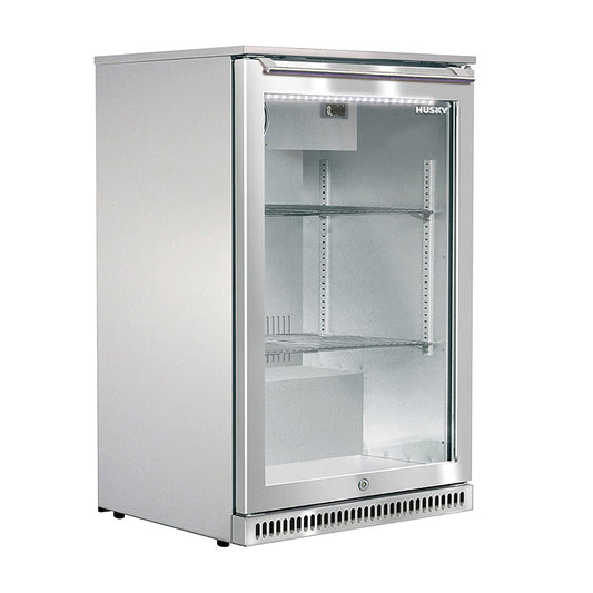 Husky 1-Door 118L Stainless Steel Glass Door Alfresco Bar Fridge