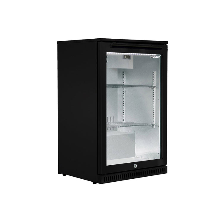 Bundle Sirius Drop-In Black BBQ with 1200mm Rangehood and Husky 1-Door 118L Black Glass Door Alfresco Bar Fridge