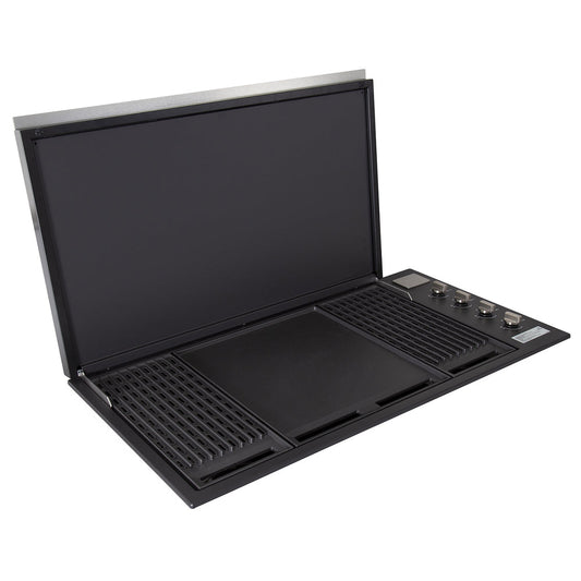 Artusi Matte Black 4 Burner Built-In BBQ with Flat Lid