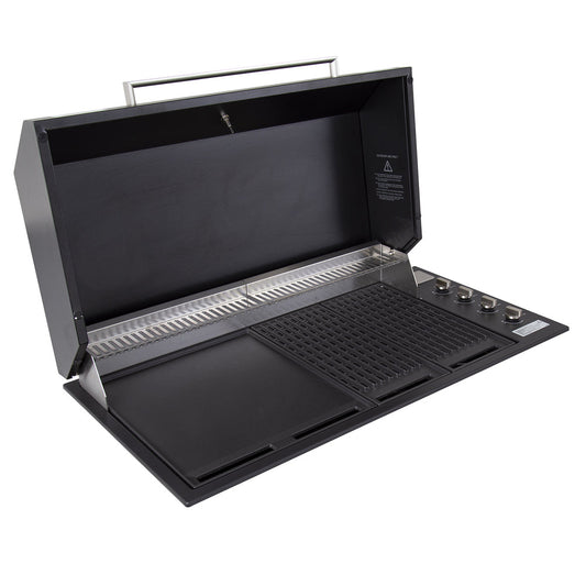 Artusi Matte Black 4 Burner Built-In BBQ with Roasting Hood