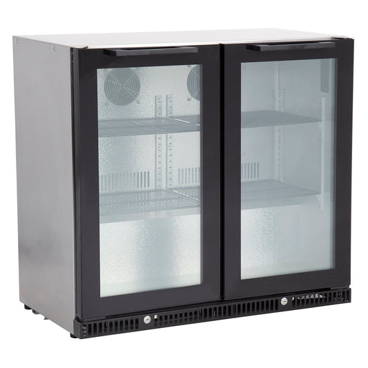 Gasmate Premium 2-Door 187L Glass Door Bar Fridge with Aluminium Interior