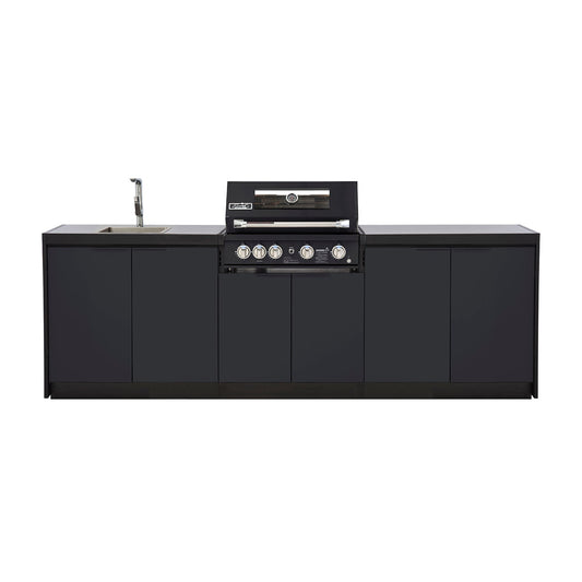 Cabinex Smart 4-Burner Black BBQ Kitchen Package with Concrete Benchtop - Large Size