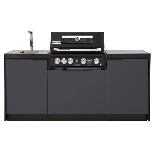 Cabinex Smart 4-Burner Black BBQ Kitchen Package with Concrete Benchtop - Small Size