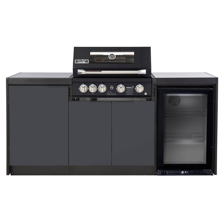 Cabinex Smart 4-Burner Black BBQ Kitchen Package with Concrete Benchtop - Small Size