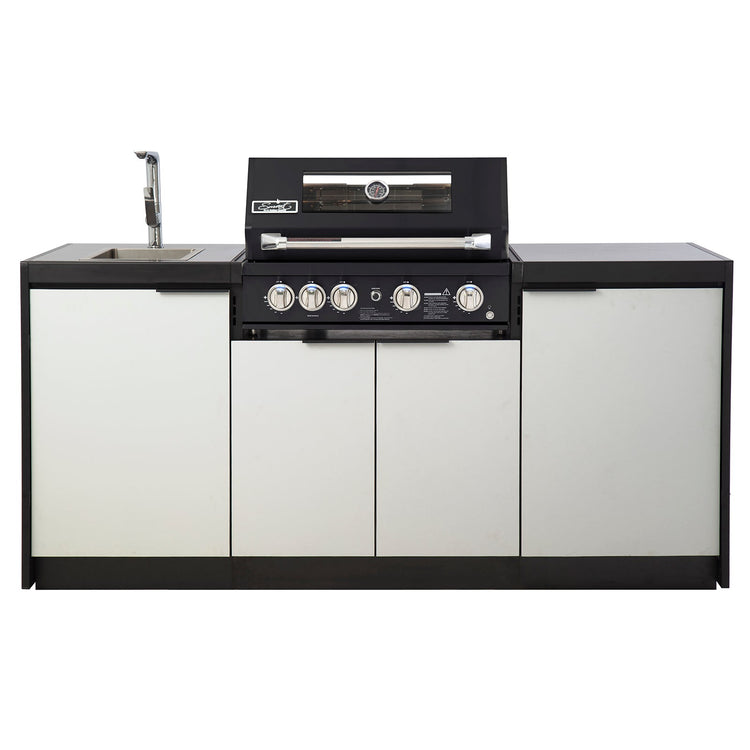 Cabinex Smart 4-Burner Black BBQ Kitchen Package with Concrete Benchtop - Small Size