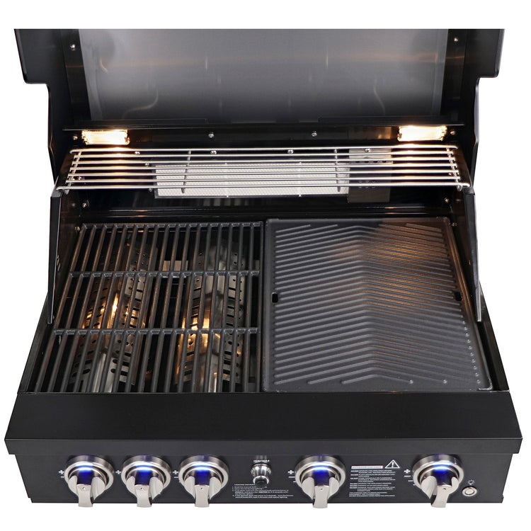 Smart 4 Burner Built-In Gas BBQ With Rotisserie & Rear Infrared Burner In Black