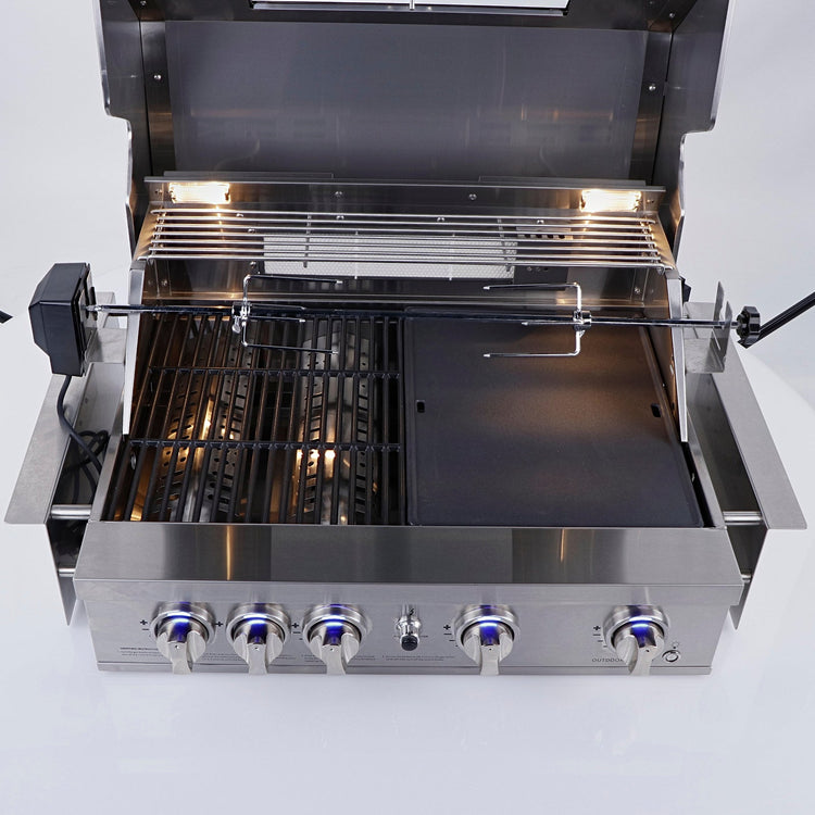 Smart 4 Burner Built-In Gas BBQ With Rotisserie & Rear Infrared Burner In Stainless Steel