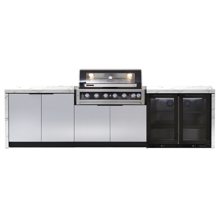 Cabinex Galaxy Black (Classic) 6 Burner Outdoor Kitchen Package with Custom Concrete Benchtop
