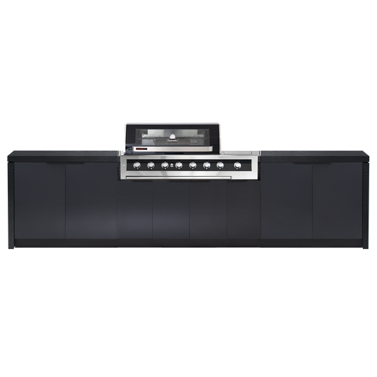 Cabinex Galaxy Black 6-Burner with Side Burner Kitchen Package with Porcelain Benchtop