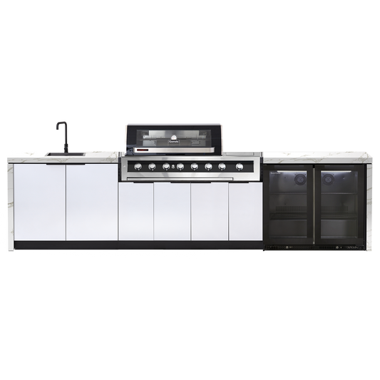 Cabinex Galaxy Black 6-Burner with Side Burner Kitchen Package with Porcelain Benchtop