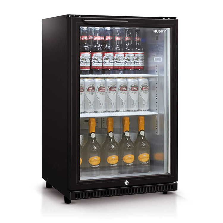 Husky 1-Door 118L Black Glass Door Alfresco Bar Fridge