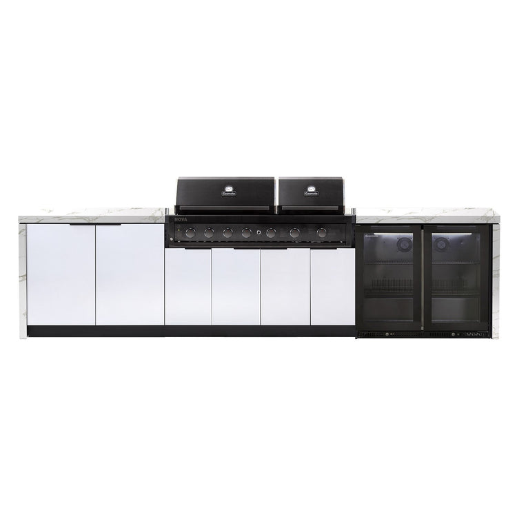 Cabinex Nova Twin Hood 6 Burner Outdoor Kitchen Package with Custom Concrete Benchtop