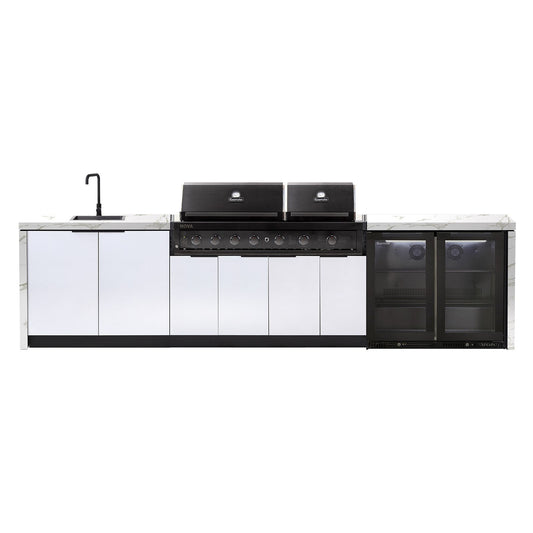 Cabinex Nova Twin Hood 6 Burner Outdoor Kitchen Package with Custom Concrete Benchtop