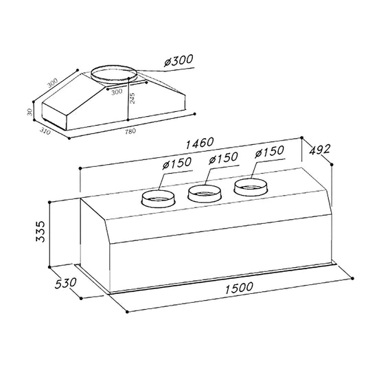 Sirius 1500mm Indoor/Outdoor Undermount Rangehood