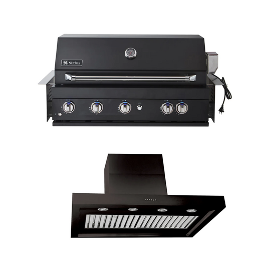 Bundle Sirius Built-In Black 5 Burner BBQ with 1200mm Alfresco Rangehood